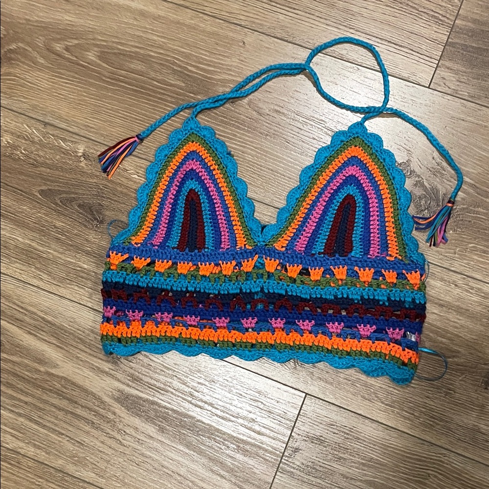 Colorful Crochet Halter Top